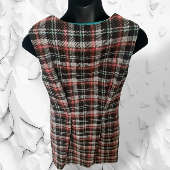 Boden British Tweed by Moon Plaid Dress Size US 6R UK 10R Brown Pink - Picture 7 of 16